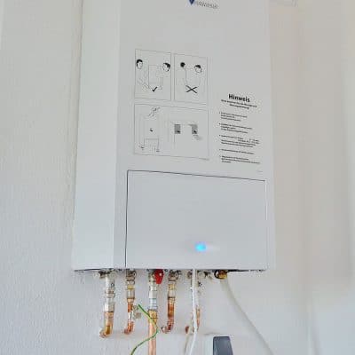 Tankless Water Heater mounted to a wall